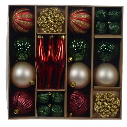 Shatterproof Bauble (Set of 46) 8cm (Multiple Colours)