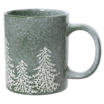 Reactive Glaze Stoneware Mug With Embossed Tree Green 9.5cm Reactive Glaze Stoneware Mug With Embossed Tree Green 9.5cm