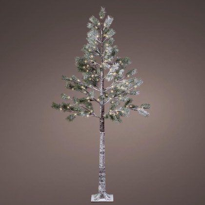 6ft/180cm LED Snowy Pine Christmas Tree Green With Warm White Lights