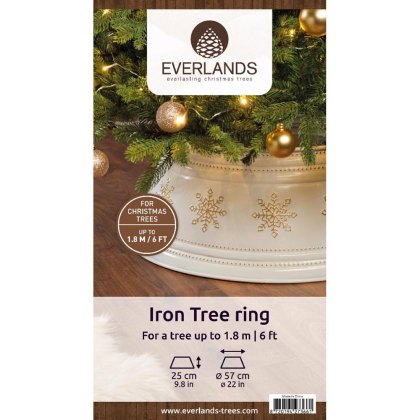Iron Tree Ring With Snowflakes White & Gold (Multiple Sizes)