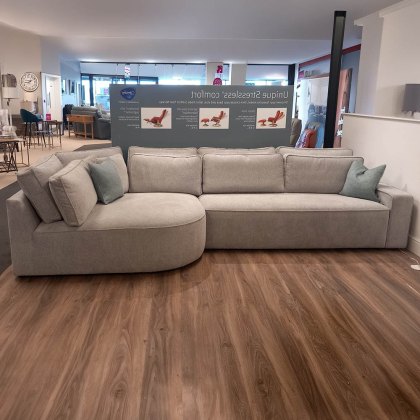 Julian 4+ Seater Curved Corner Sofa Arm RHF Fabric Ash Grey