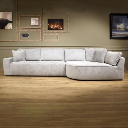 Julian 4+ Seater Curved Corner Sofa Arm LHF Fabric Ash Grey Julian 4+ Seater Curved Corner Sofa Arm LHF Fabric Ash Grey