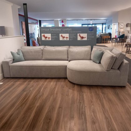 Julian 4+ Seater Curved Corner Sofa Arm LHF Fabric Ash Grey