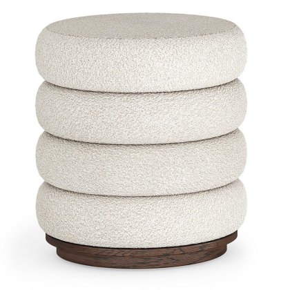 Cali Footstool Walnut & Boucle Fabric Off White Cali Footstool Walnut & Boucle Fabric Off White