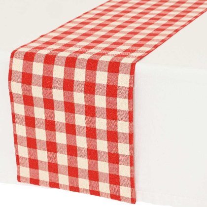 Table Runner Check Red & White 150cm x 40cm Table Runner Check Red & White 150cm x 40cm
