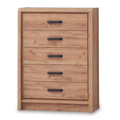 Jamie 5 Drawer Tallboy Oak Jamie 5 Drawer Tallboy Oak