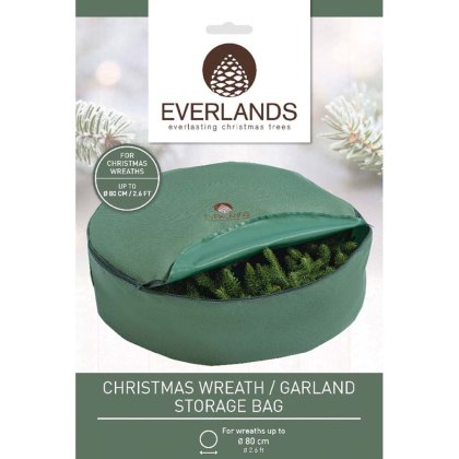 Christmas Wreath/Garland Storage Bag Up To 2.6ft/80cm Green