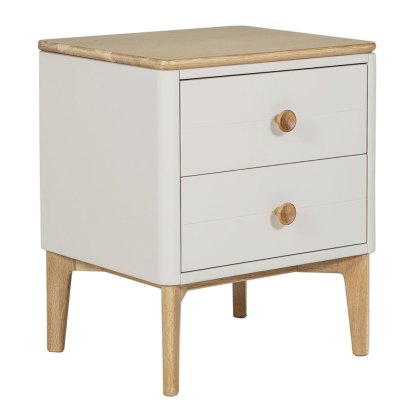 Alex 2 Drawer Bedside Locker Light Grey & Oak