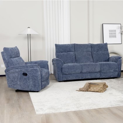Allegra Manual Reclining Armchair Fabric Blue