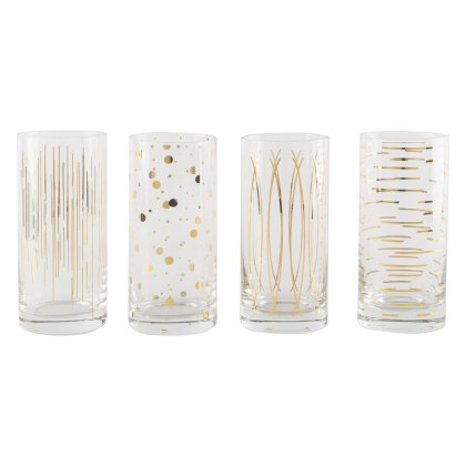 Cheers Hiball Glasses Matallic Gold (Set Of 4) Cheers Hiball Glasses Matallic Gold (Set Of 4)
