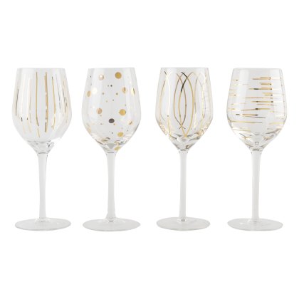 Cheers Wine Glasses Matallic Gold  (Set Of 4) Cheers Wine Glasses Matallic Gold  (Set Of 4)