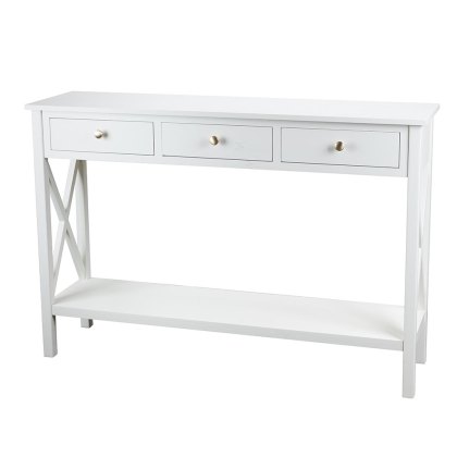 Rena 3 Drawer Console Table White Rena 3 Drawer Console Table White