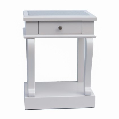 Lucy Scroll 1 Drawer Side/Lamp Table Grey & Mirror Lucy Scroll 1 Drawer Side/Lamp Table Grey & Mirror