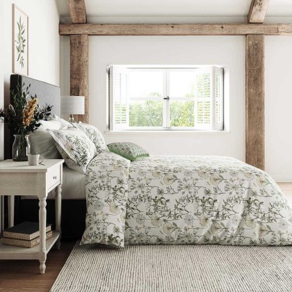 Wild Angelica Duvet Cover Set Silver & Spring Leaf (Multiple Sizes)