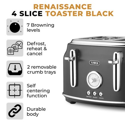 Renaissance 4 Slice Toaster Black