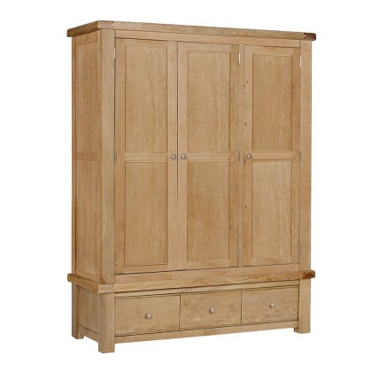Max 3 Door Wardrobe With 3 Drawers Oak Max 3 Door Wardrobe With 3 Drawers Oak