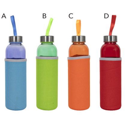 Glass Bottle With Sleeve (Choice of 4) Glass Bottle With Sleeve (Choice of 4)