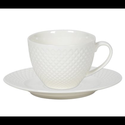 Diamond Porcelain Cup & Saucer White Diamond Porcelain Cup & Saucer White