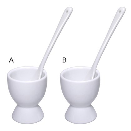 Egg Cup & Spoon White (Set Of 2) Egg Cup & Spoon White (Set Of 2)
