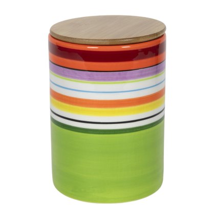 Storage Jar With Bamboo Lid Multicoloured 10.5cm Storage Jar With Bamboo Lid Multicoloured 10.5cm