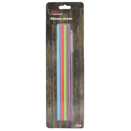 Silicone Drinking Straws With Brush (Set Of 4) Silicone Drinking Straws With Brush (Set Of 4)
