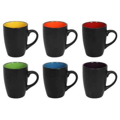 Matt Black Mug With Colour (Set Of 6) Matt Black Mug With Colour (Set Of 6)