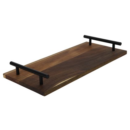 Acacia Tray With Black Handles 36cm x 17cm Acacia Tray With Black Handles 36cm x 17cm
