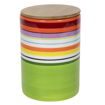 Storage Jar With Bamboo Lid Multicoloured 16.5cm Storage Jar With Bamboo Lid Multicoloured 16.5cm