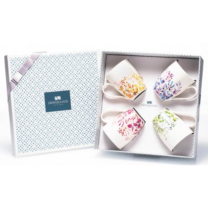 Floral Bone China Mugs (Set Of 4) Floral Bone China Mugs (Set Of 4)