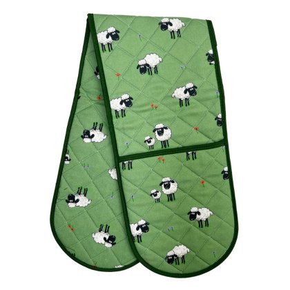 Fluffy Flock Double Oven Glove Green Fluffy Flock Double Oven Glove Green