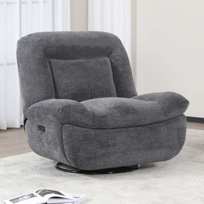 Sendai Swivel Electric Reclining Chair Fabric Dark Grey Sendai Swivel Electric Reclining Chair Fabric Dark Grey