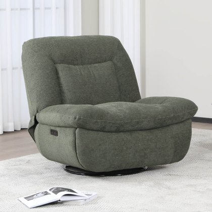 Sendai Swivel Electric Recliner Fabric Green Sendai Swivel Electric Recliner Fabric Green