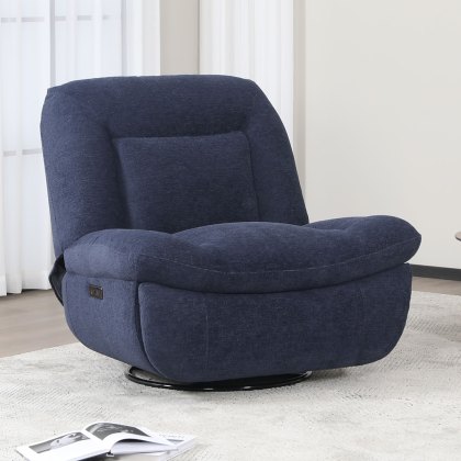 Sendai Swivel Electric Recliner Fabric Indigo Sendai Swivel Electric Recliner Fabric Indigo