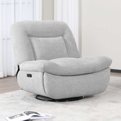 Sendai Swivel Electric Recliner Fabric Light Grey Sendai Swivel Electric Recliner Fabric Light Grey