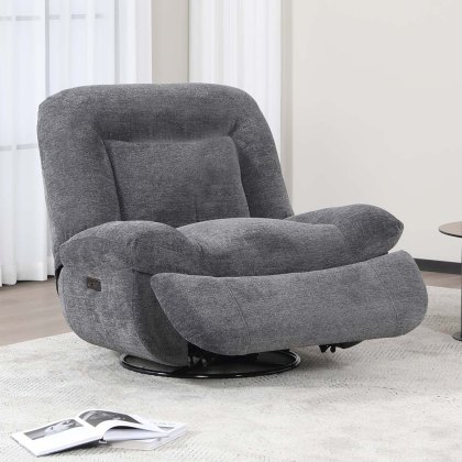 Sendai Swivel Electric Reclining Armchair Fabric (Multiple Colours)