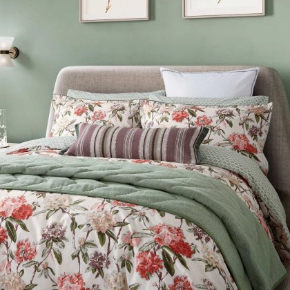 Elswyth Reversible Duvet Cover Set Olive & Mulberry (Multiple Sizes)