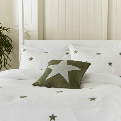 Long Island Tufted Star Reversible Double Duvet Cover Set White & Green Long Island Tufted Star Reversible Double Duvet Cover Set White & Green