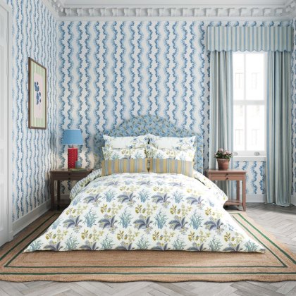 Enys Garden Reversible Duvet Cover Set Blue & Yellow (Multiple Sizes)