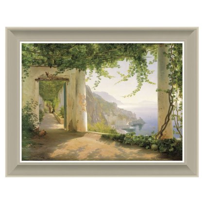 View To The Amalfi Coast 116cm x 90cm Picture By Aagard Beige Frame View To The Amalfi Coast 116cm x 90cm Picture By Aagard Beige Frame