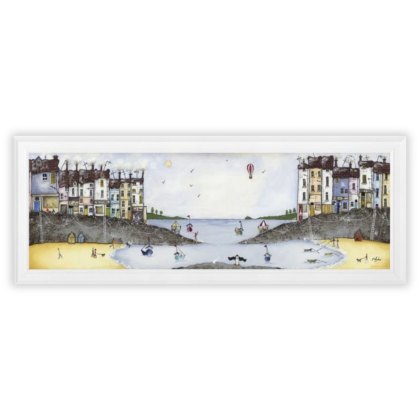 Morning By The Bay 129cm x 49cm Picture By Elaine Mather White Frame