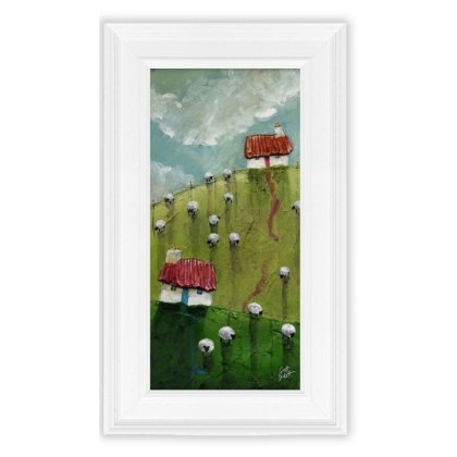 Nice Neighbours 26cm x 49cm Picture By Geoff Backett White Frame