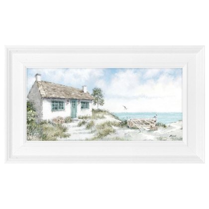 Lobster Pot Cottage 49cm x 29cm Picture By The Macneil Studio White Frame Lobster Pot Cottage 49cm x 29cm Picture By The Macneil Studio White Frame