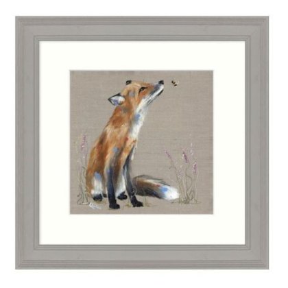 The Fox And Bee 35cm x 35cm Picture By Louise Luton Grey Frame The Fox And Bee 35cm x 35cm Picture By Louise Luton Grey Frame