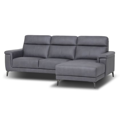 Santis 3 Seater Sofa With Chaise RHF Faux Suede Graphite Santis 3 Seater Sofa With Chaise RHF Faux Suede Graphite