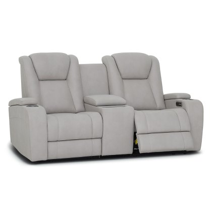 Jungfrau 2 Seater Electric Reclining Sofa With Console Faux Suede Stone Jungfrau 2 Seater Electric Reclining Sofa With Console Faux Suede Stone