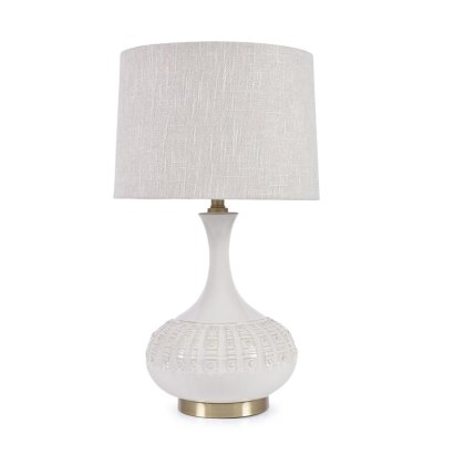 Charu Table Lamp White Base With Beige Shade Charu Table Lamp White Base With Beige Shade