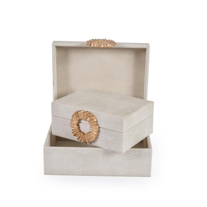 Gloria Decorative Box Cream With Gold Accents (Set Of 2) Gloria Decorative Box Cream With Gold Accents (Set Of 2)