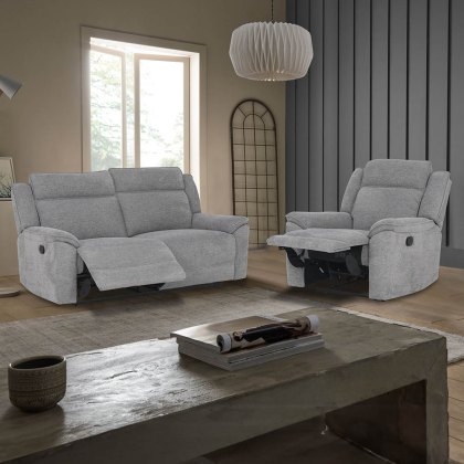 Ronda Manual Reclining Armchair Fabric Grey