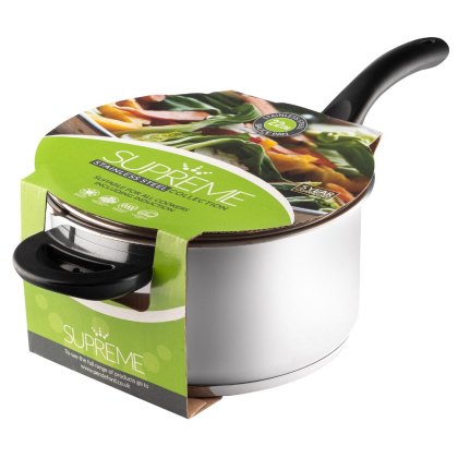 Supreme Stainless Steel Saucepan & Lid 22cm