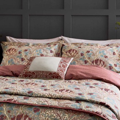 Artichoke Reversible Duvet Cover Set Dove Grey & Wine (Multiple Sizes)